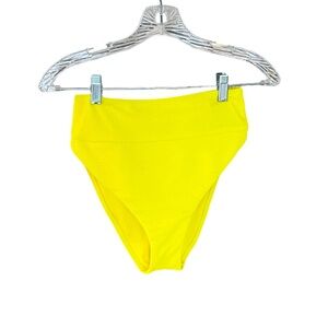 NWT Gianni Bini High Waist Textured Bikini Bottom Vibrant Yellow Med